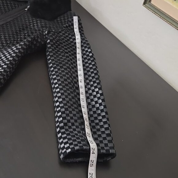 Vintage St. John Black Textured Women's Jacket With Rabbit Fur Collar Zipper M - Picture 13 of 16